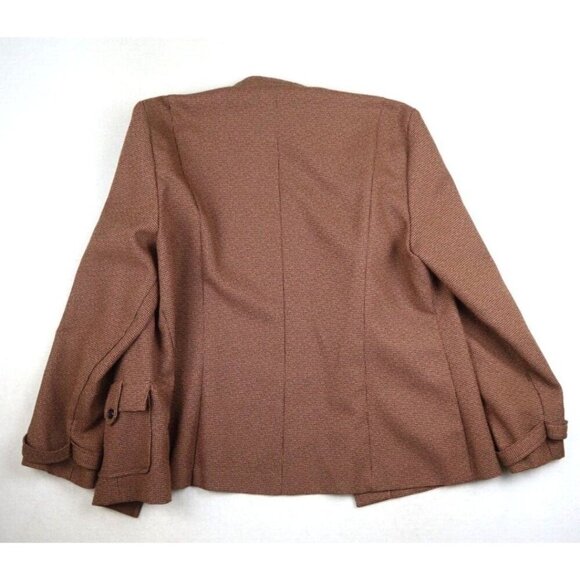 PERCEPTIONS - WMOEN'S BROWN PLAID UNLINED BLAZER SUIT JACKET - SIZE 16 - Picture 5 of 5